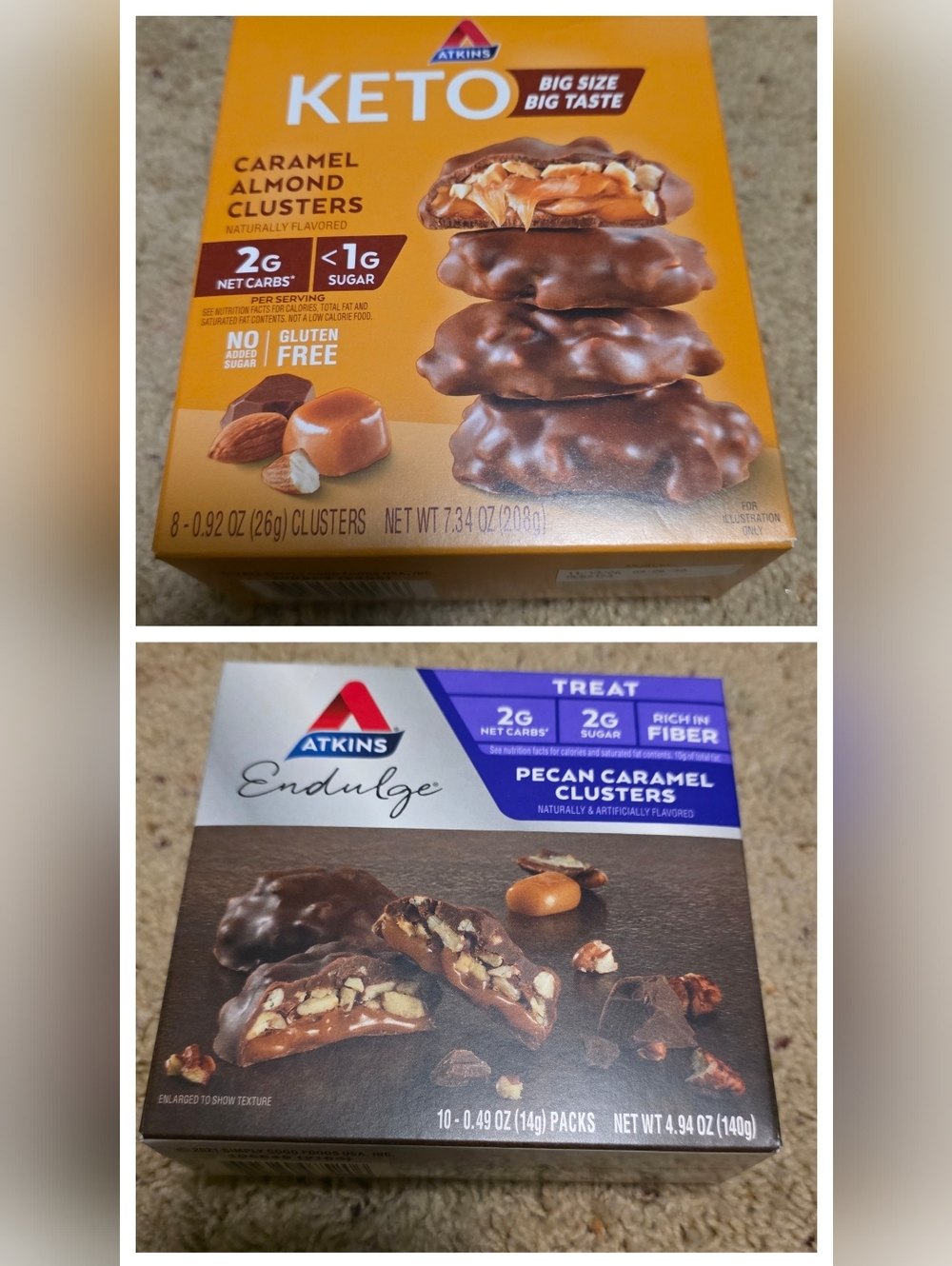 Atkins Keto Snack Bundle Caramel Almond Pecan Clusters Low Carb Lot NEW
